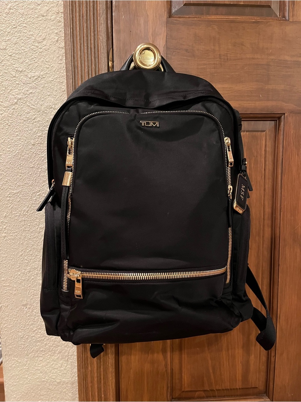TUMI Voyageur Celina Backpack Black Gold Nylon Laptop Travel Bag 146566